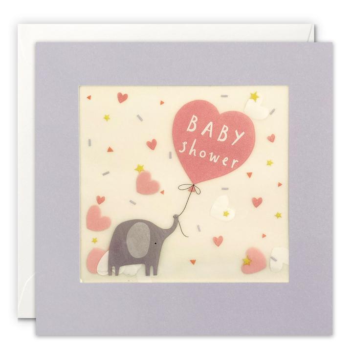 Baby Shower Elephant and Balloon Paper Shakies Card