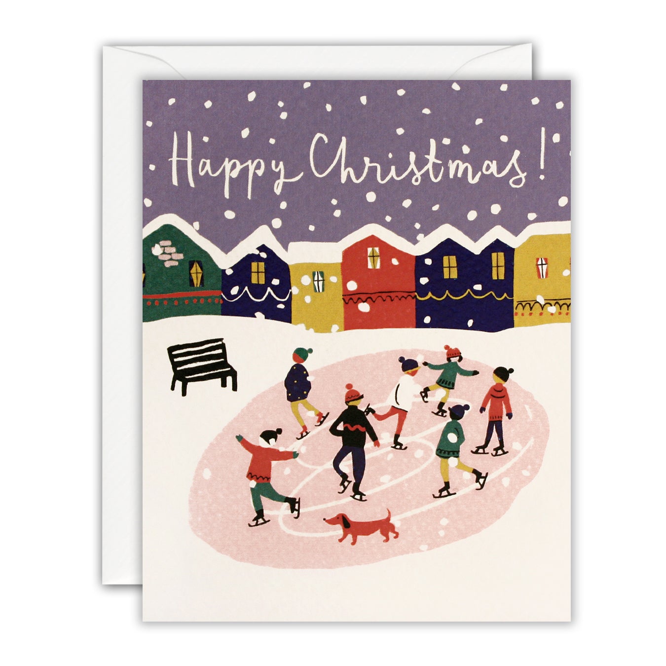Ice Skating Happy Christmas Cards 5pk