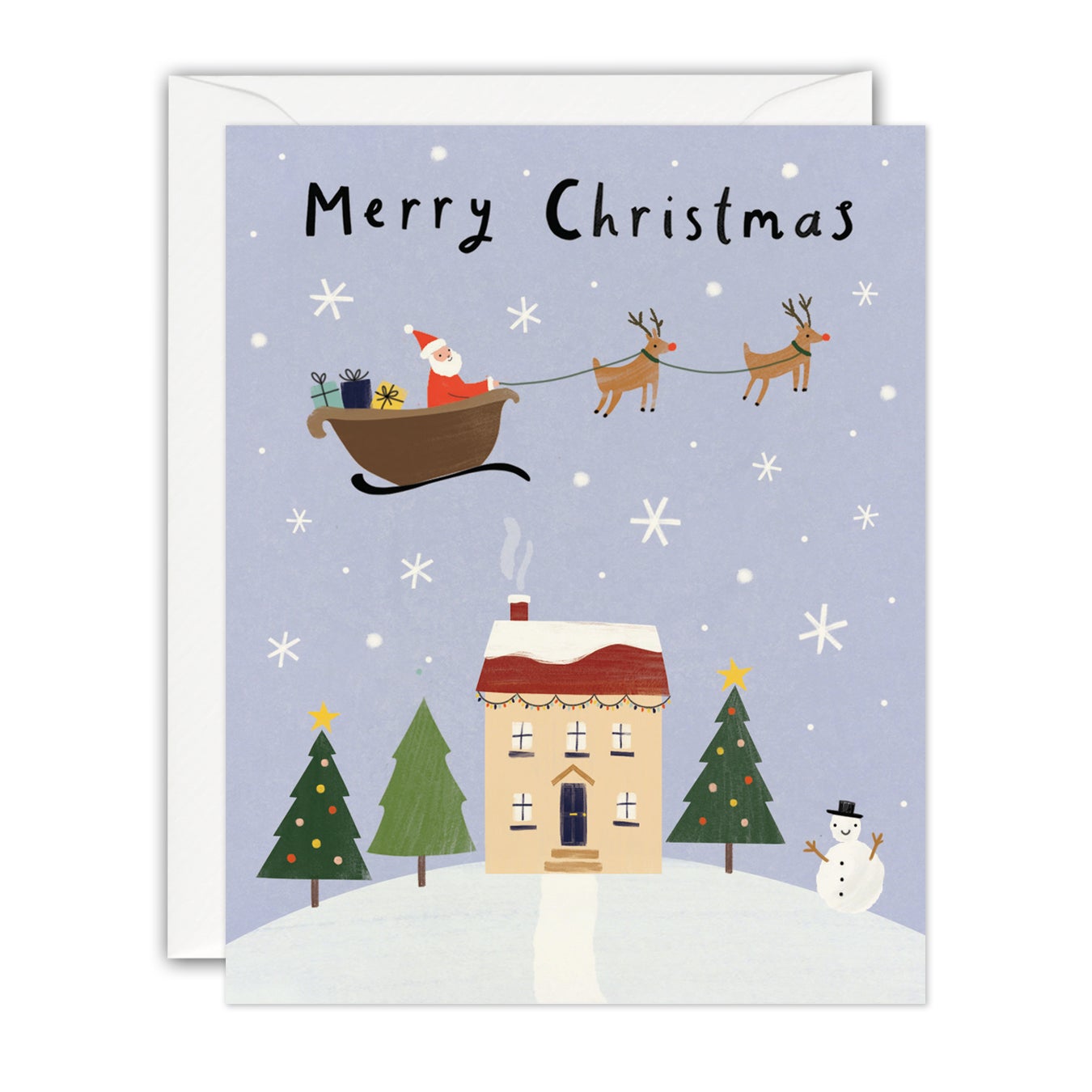 Santa Sleigh Merry Christmas Cards 5pk