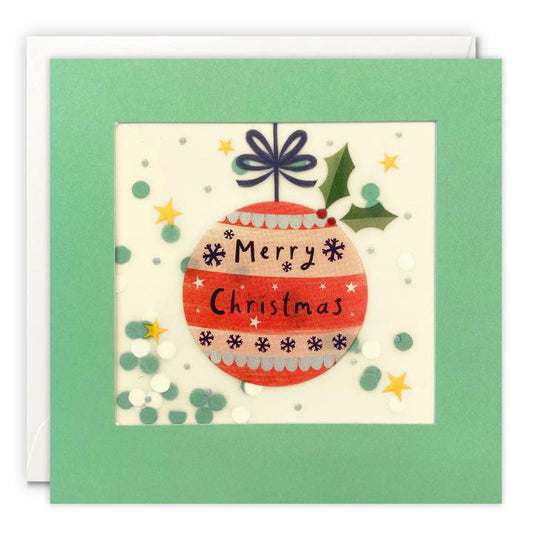 Merry Christmas Bauble Paper Shakies Card