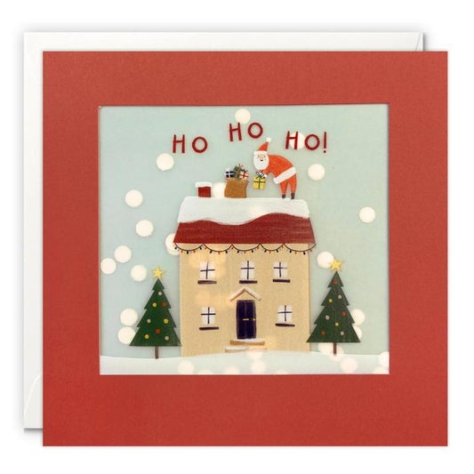 Santa on Roof Paper Shakies Christmas Card