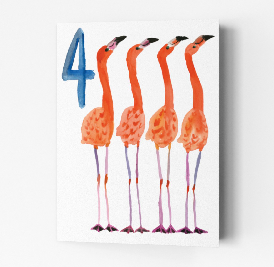 Flamingos 4th Birthday Card