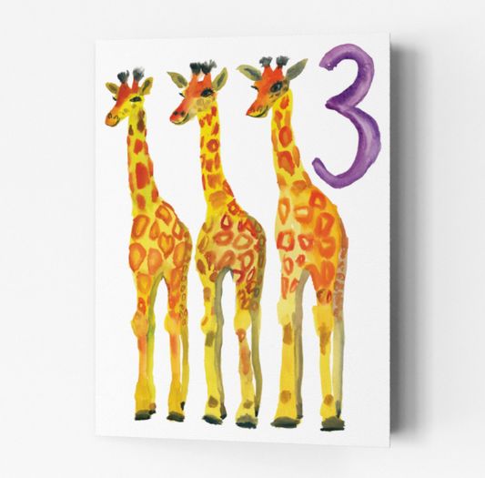Giraffes 3rd Birthday Card