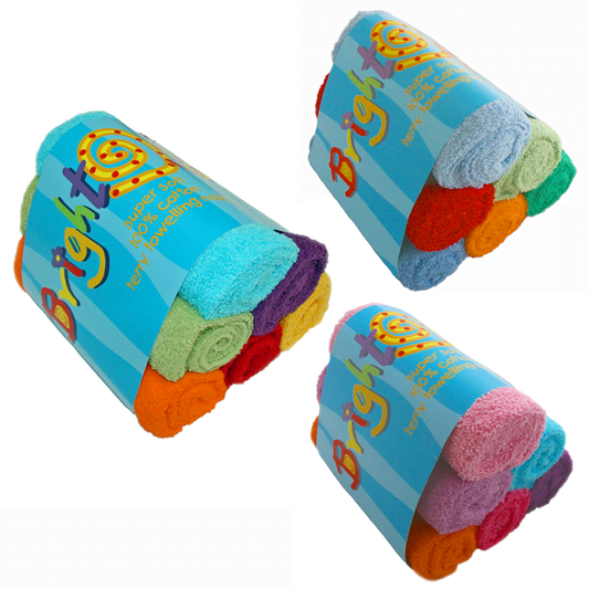 Bright Bots Cotton Terry Towels 6pk - Various Colours