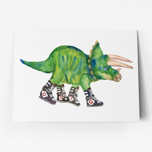 Triceratops in High Tops Greetings Card