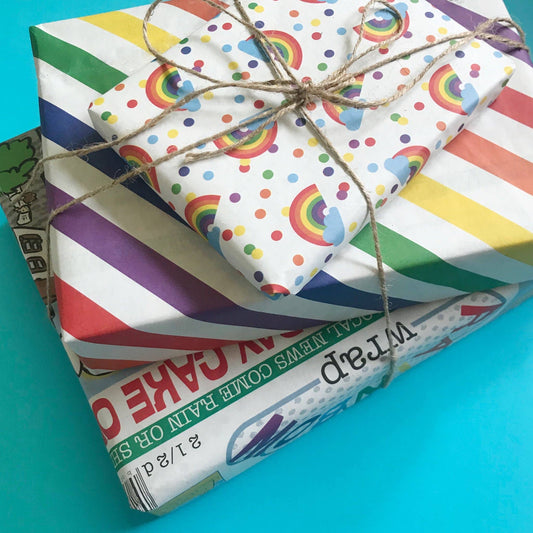 Read Wrap Recycle Rainbow Gift Wrap
