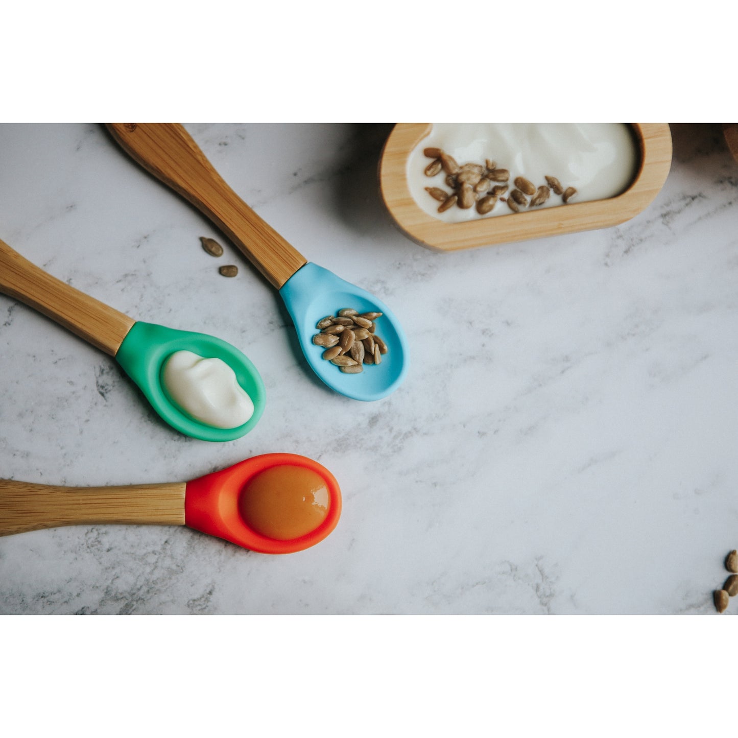 Wild & Stone Baby Bamboo Weaning Spoons 3 Pack - Various Colours