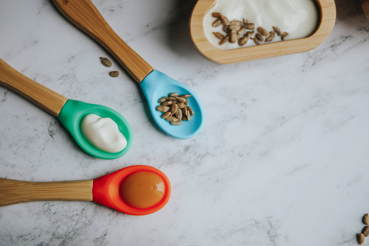 Wild & Stone Baby Bamboo Weaning Spoons 3 Pack - Various Colours