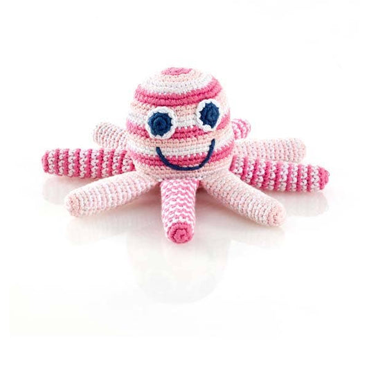 Pebble Octopus Rattle Pink Stripe