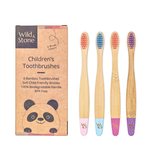 Wild & Stone Children's Bamboo Toothbrush 4 Pack - Candy